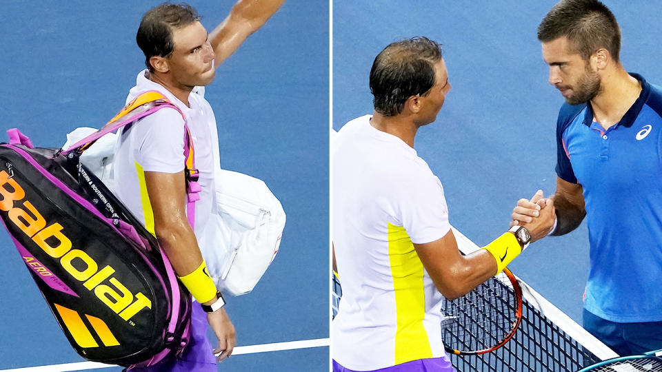 Rafa Nadal, pictured here after suffering a shock loss to Borna Coric at the Cincinnati Masters.