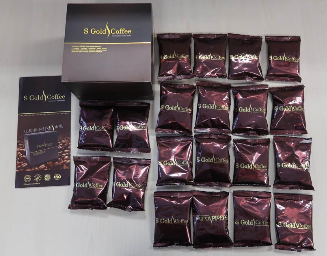 The S Gold Coffee brand of slimming coffee, which contains banned substance sibutramine. (PHOTO: Health Sciences Authority)