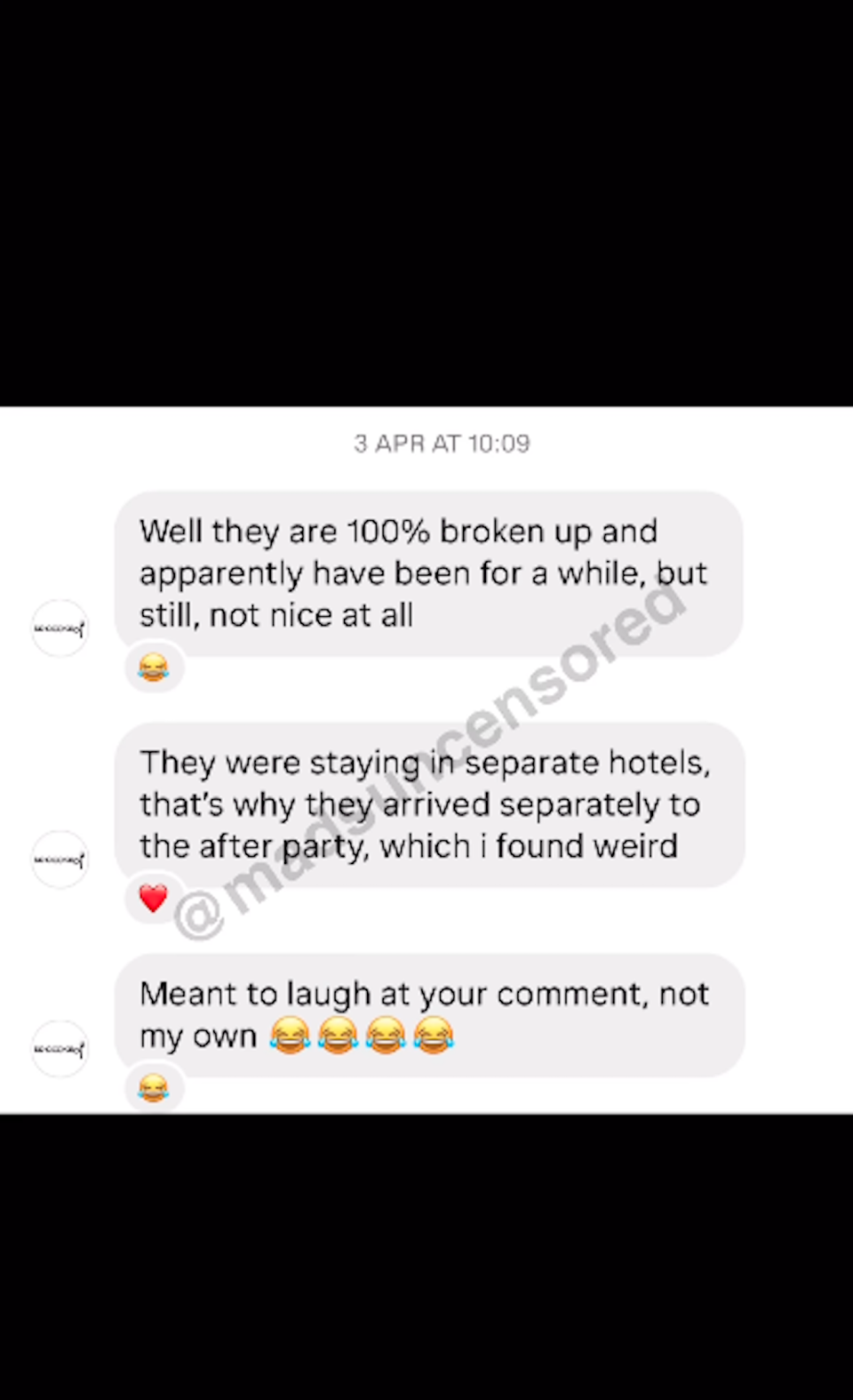 A DM from Lauren's other Instagram account. Photo: Instagram.com