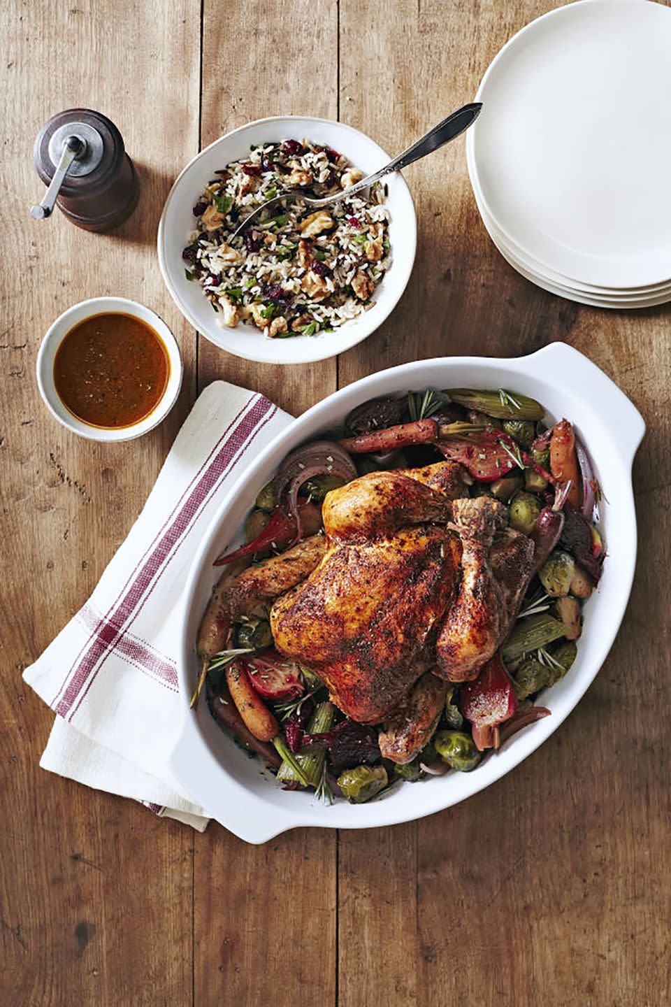 Herbed Chicken With Beets and Brussels Sprouts