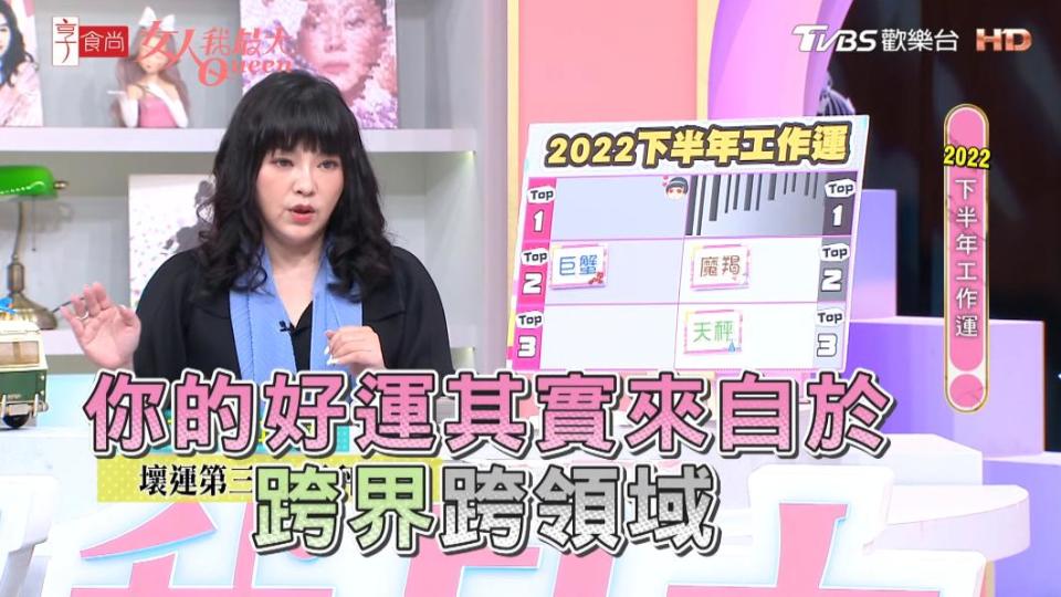 天秤好運就是來自跨界、跨領域。（圖／TVBS《女人我最大》）