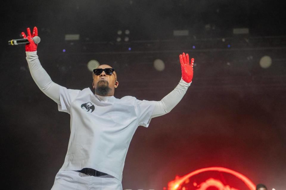 Tech N9ne performs at Kelce Jam at the Azura Amphitheater on Friday, April 28, 2023, in Bonner Springs.