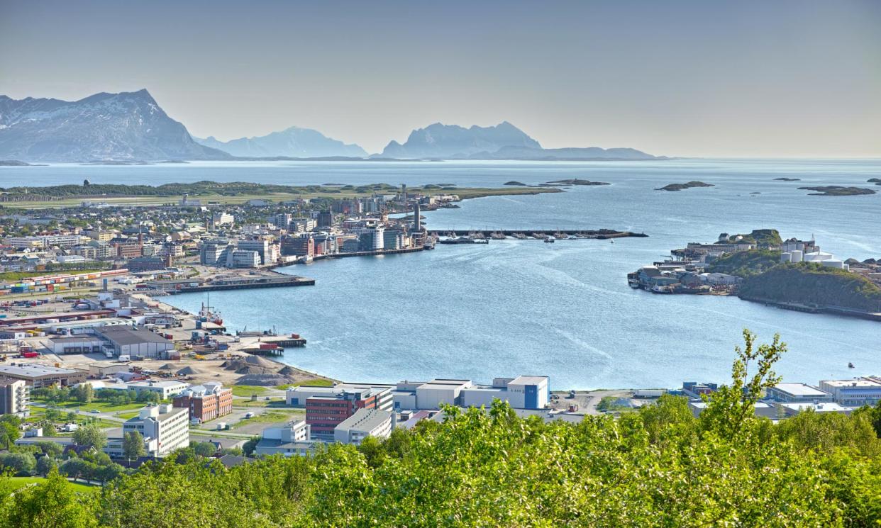 <span>Bodø viewed from the mountain plateau of Keiservarden.</span><span>Photograph: Jacob Wackerhausen/Getty Images</span>