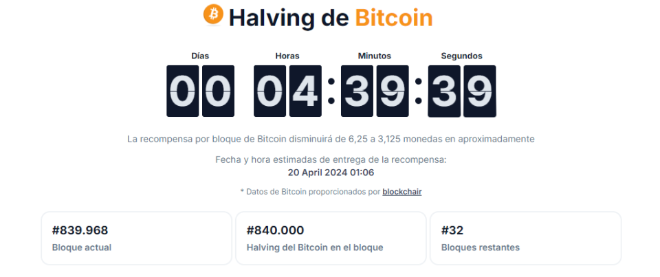 Muchas páginas realizaron cuentas regresivas para festejar el Halving