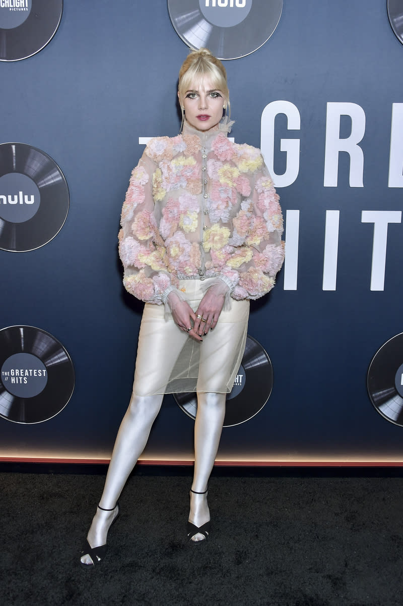 Lucy Boynton at the premiere of "The Greatest Hits" on April 15 in Los Angeles, Chanel, red carpet, celebrity style