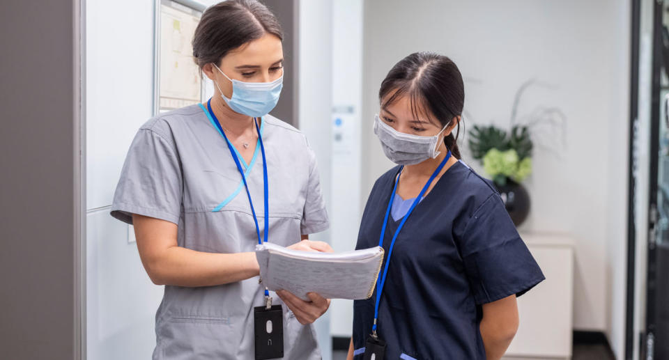 A picture of two trainee nurses. Source: Getty