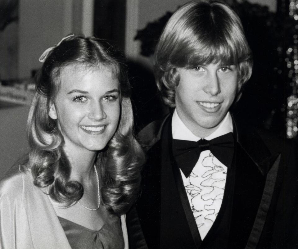 Black and white photo of Philip and Nancy McKeon in formal wear