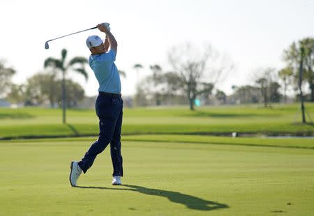 Feb 23, 2018; Palm Beach Gardens, FL, USA; Luke List plays from the fairway on the 1st during the second round of The Honda Classic golf tournament at PGA National (Champion). Mandatory Credit: Jasen Vinlove-USA TODAY Sports