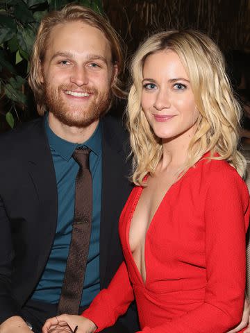 <p>Robin Marchant/Getty</p> Wyatt Russell and Meredith Hagner attend 2016 Tribeca Film Festival After Party For Folk Hero & Funny Guy on April 16, 2016 in New York City.