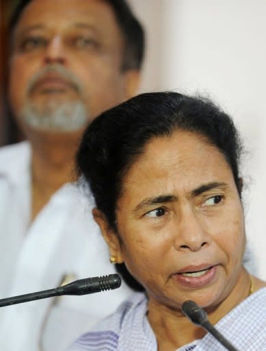 West Bengal's chief minister Mamata Banerjee addresses a press conference in Kolkata on September 19. Banerjee announced that her Trinamool Congress was quitting the coalition government