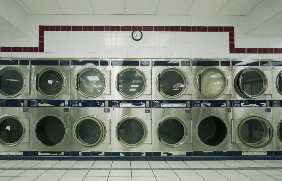 A row of washing machines