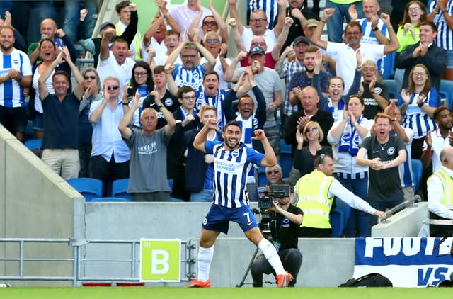 Neal Maupay celebrates