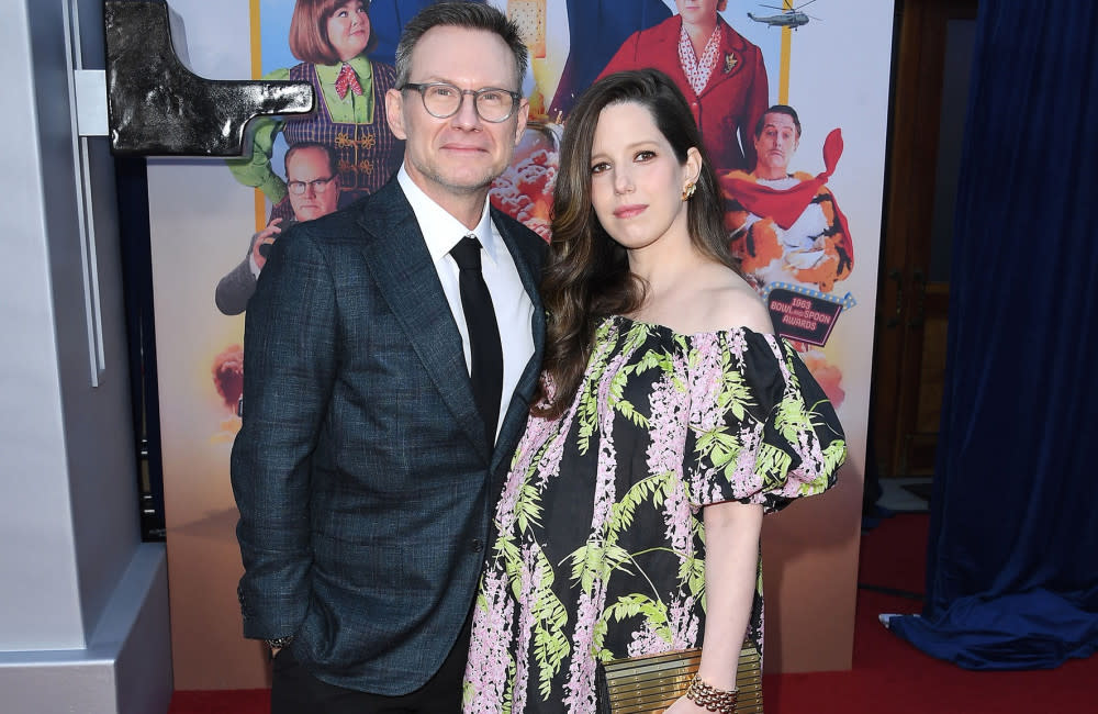 Christian Slater's wife showed off her growing bump on the red carpet credit:Bang Showbiz