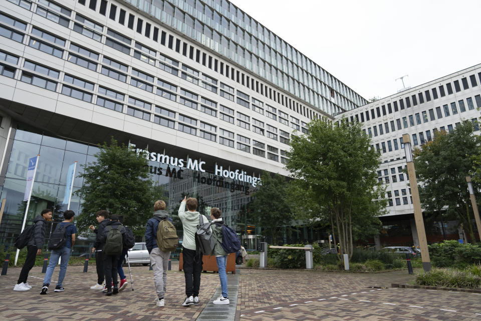 Exterior view of the Erasmus Medical Centrum in downtown Rotterdam, Netherlands, Friday, Sept. 29, 2023. Police in the Netherlands said a lone gunman wearing a bulletproof vest opened fire in an apartment and a hospital in the Dutch port city of Rotterdam, Thursday Sept. 28, 2023, killing three people, including a 14-year-old girl. (AP Photo/Peter Dejong)
