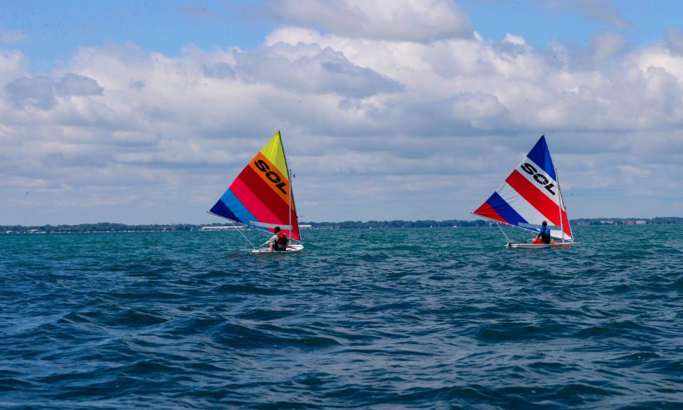 Sailors enjoy time on Lake St. Clair in Anchor Bay on Saturday, July 29, 2023.