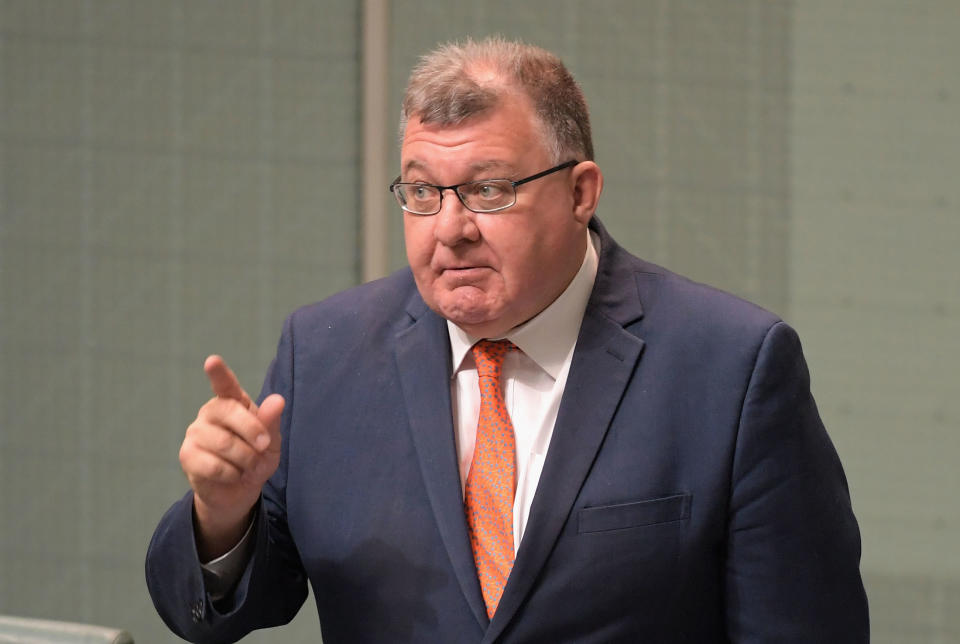 CANBERRA, AUSTRALIA - DECEMBER 05:  Member for Hughes Craig Kelly during Members 90 second statements at Parliament House on December 5, 2018 in Canberra, Australia. The Government is pushing to have its controversial encryption legislation passed in the final days of parliament before the Christmas break.  (Photo by Tracey Nearmy/Getty Images)