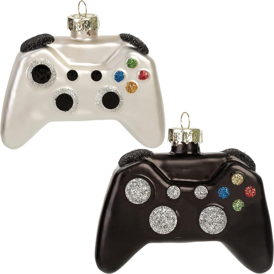 black and white video game controller ornaments