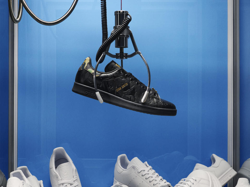 Adidas, Stan Smith, Bape, Japanese streetwear, collaboration, sneakers.