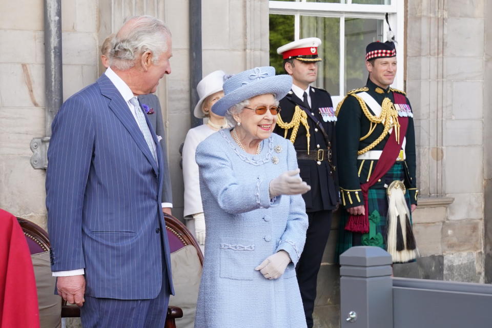 <p>The Prince of Wales, known as the Duke of Rothesay when in Scotland, and the Queen attend the Queen's Body Guard for Scotland (also known as the Royal Company of Archers) Reddendo Parade in the gardens of the Palace of Holyroodhouse, Edinburgh, in June.</p> 