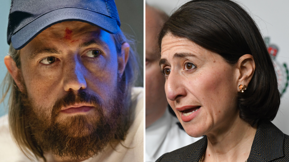 A split image of Atlassian CEO and Mike Cannon-Brookes and NSW Premier Gladys Berejiklian.