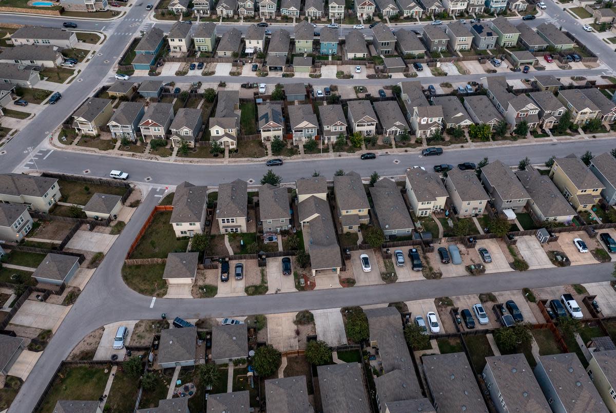 An Aerial image of a suburban neighborhood in San Marcos on October 18, 2021.