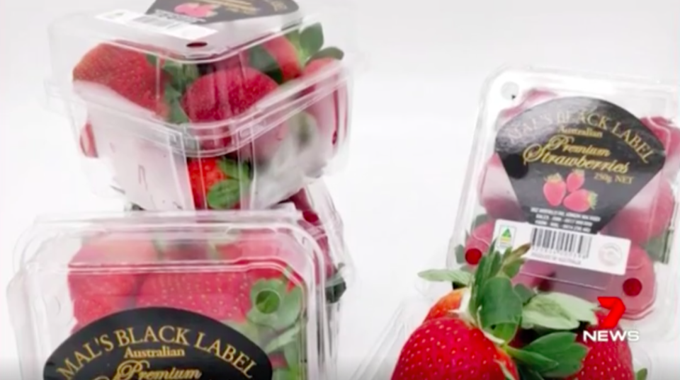 The contaminated strawberries came from Mal’s Black Label, a West Australian brand that has now been pulled from shelves. Source: 7 News