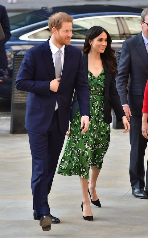 Prince Harry and Meghan Markle arrive at the Australian High Commission in London - Credit: PA