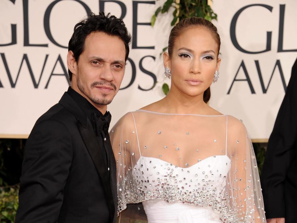 Marc Anthony and Jennifer Lopez arrive at the 68th Annual Golden Globe Awards held at The Beverly Hilton hotel on January 16, 2011