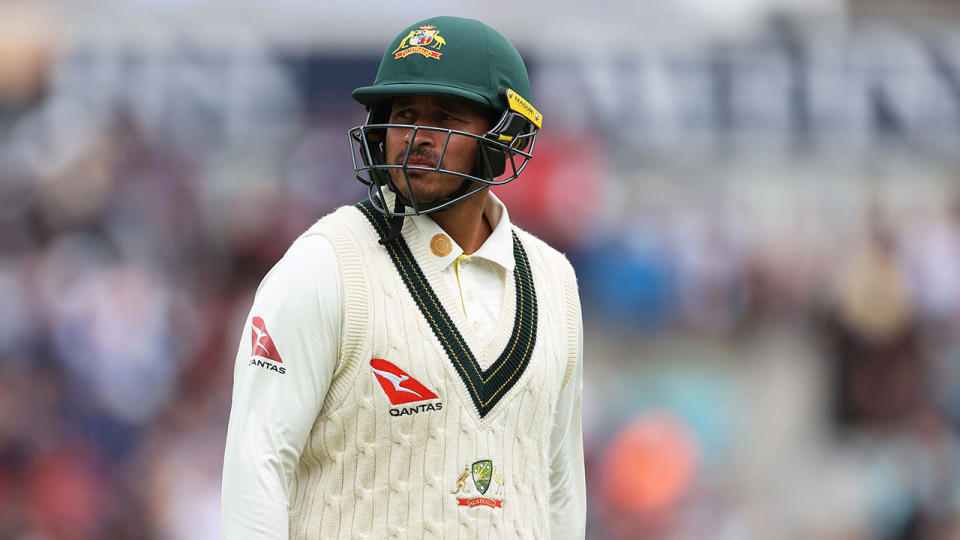 Seen here, Usman Khawaja on day five of the final Ashes Test. 