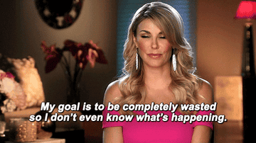 Brandi Glanville saying "my goal is to be completely wasted so i don't even  know what's happening"