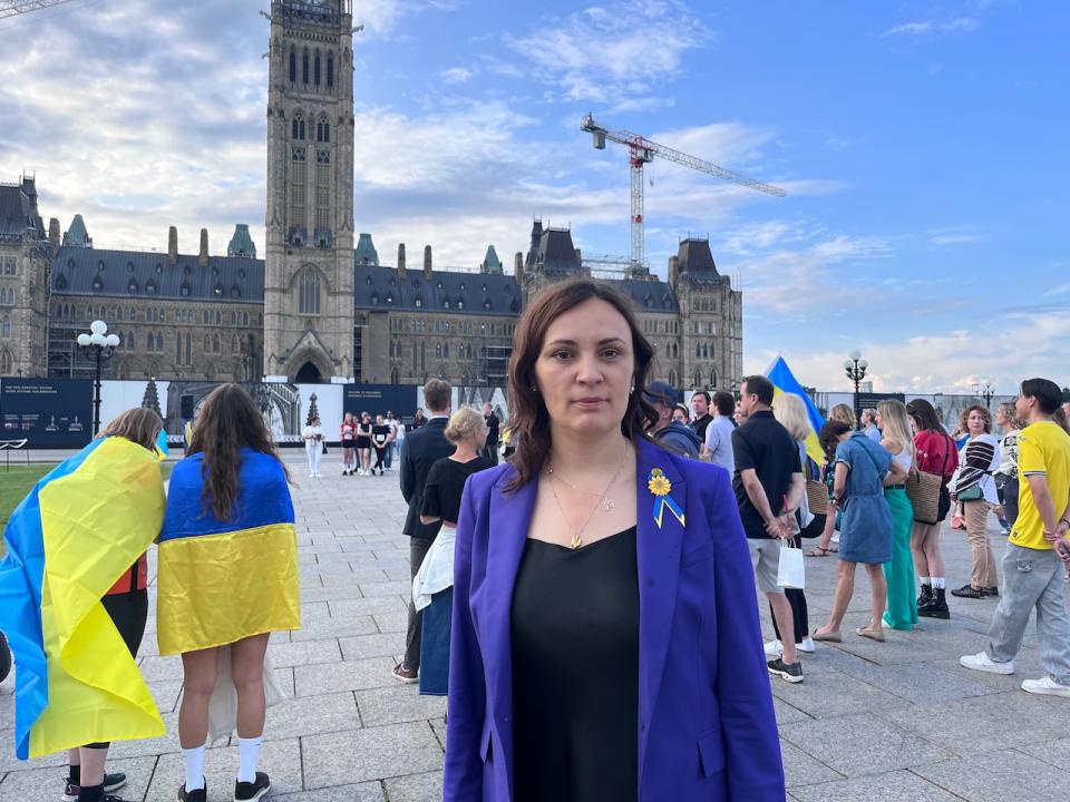 Ukraine's ambassador to Canada, Yuliya Kovaliv, pictured at the Independence Day celebrations at Parliament Hill. 