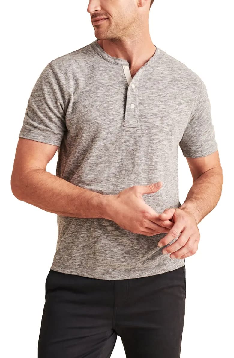 Faherty Short Sleeve Heathered Henley