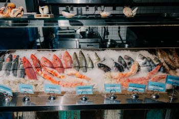 Hamido Seafood window view.