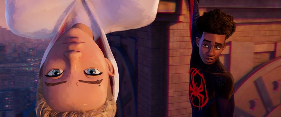 Gwen Stacy (Hailee Steinfeld) and Miles Morales (Shameik Moore) in "Spider-Man: Across the Spider-verse (Part One)."