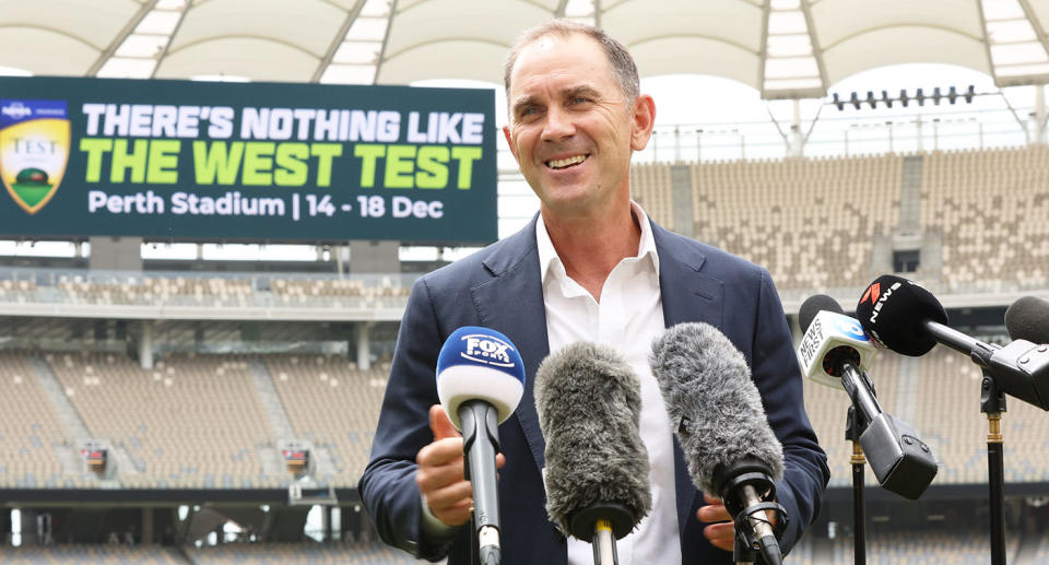 Seen here, Aussie cricket legend Justin Langer at Perth's Optus Stadium.