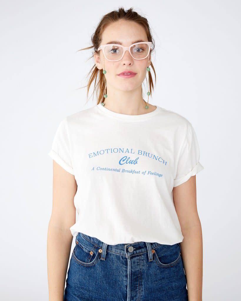 You probably have one friend who misses weekend get-togethers at brunch. This t-shirt is for them, with the words "Emotional Brunch Club" printed in the front. It's from <a href="https://fave.co/2xdIQpF" target="_blank" rel="noopener noreferrer">Ban.do</a>, which is a favorite among our editors for its cute <a href="https://fave.co/2L0DsjO" target="_blank" rel="noopener noreferrer">graphic tops</a> and <a href="https://fave.co/3ga2M2p" target="_blank" rel="noopener noreferrer">desk accessories</a>. <a href="https://fave.co/36GILxi" target="_blank" rel="noopener noreferrer">Find this t-shirt for $35 at Ban.do</a>. 