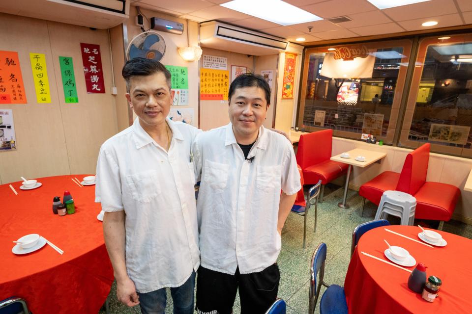 Ah Fu (right) and Jimmy (left) are not only responsible for the daily management of the store, they are also responsible for the fillings of dim sum.  (Photo: Zhao)