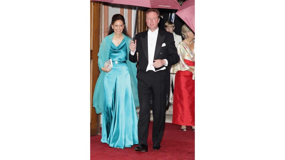 Prince Gustav and Carina Axelsson attend a royal wedding in June 2011 in Bad Berleburg, Germany