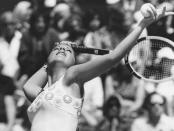 <p>Chris Evert in action at the Wimbledon Tennis Championships in 1973.</p>