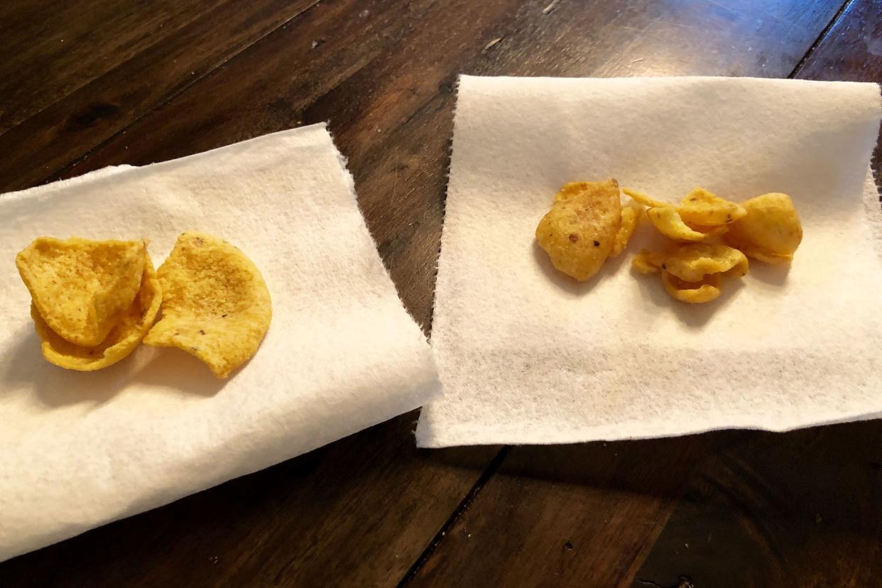 fritos and aldi brand corn chip samples