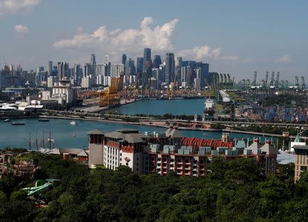 A view of Sentosa island and the skyline of the central business district in Singapore June 4, 2018. REUTERS/Edgar Su