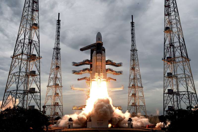 2019年7月22日，印度第二個月球探測器「月船2號」（Chandrayaan-2）發射升空（AP）