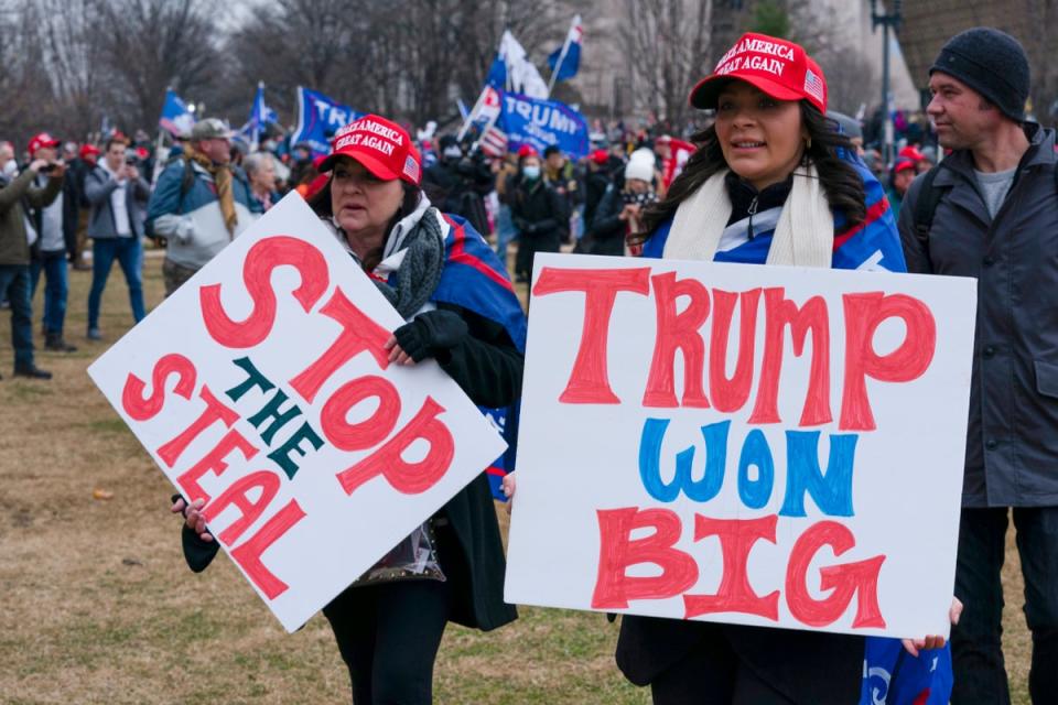 Donald Trump supporters gather to hear his fateful speech at the Ellipse (Jose Luis Magana/AP)