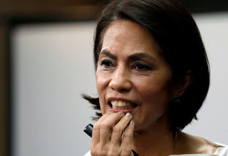 Philippine Environment Secretary Regina listens to a reporter's question during a media briefing in Manila, Philippines February 9, 2017. REUTERS/Erik De Castro