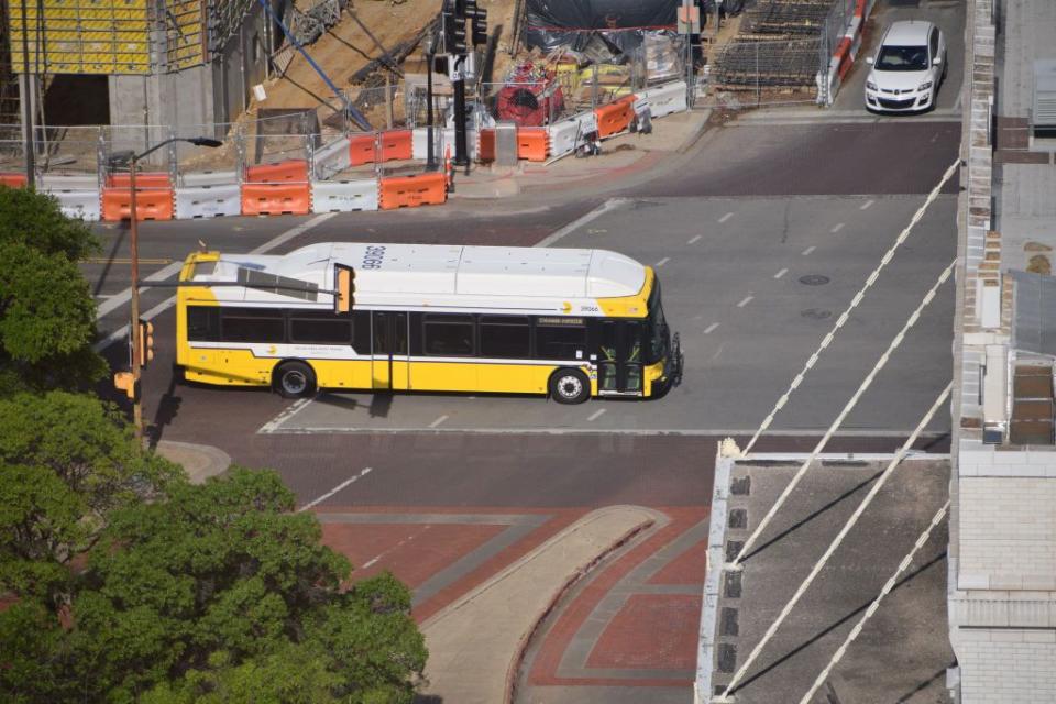 dallas dart bus downtown dallas, tx facing right