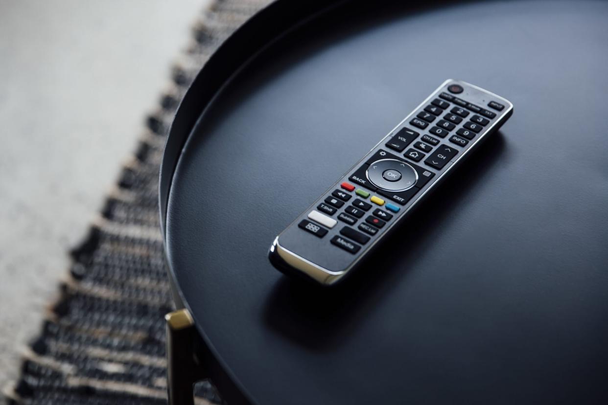 Remote control on coffee table