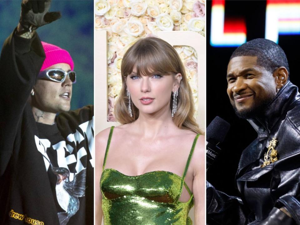 Usher (r.) könnte eventuell mit Justin Bieber oder Taylor Swift beim Super Bowl auftreten. (Bild: [M] imago images/TT/Newscom/AdMedia/UPI Photo)