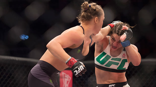 <p>Rousey pummeled Bethe Correia in just 34 seconds to win UFC 193</p>