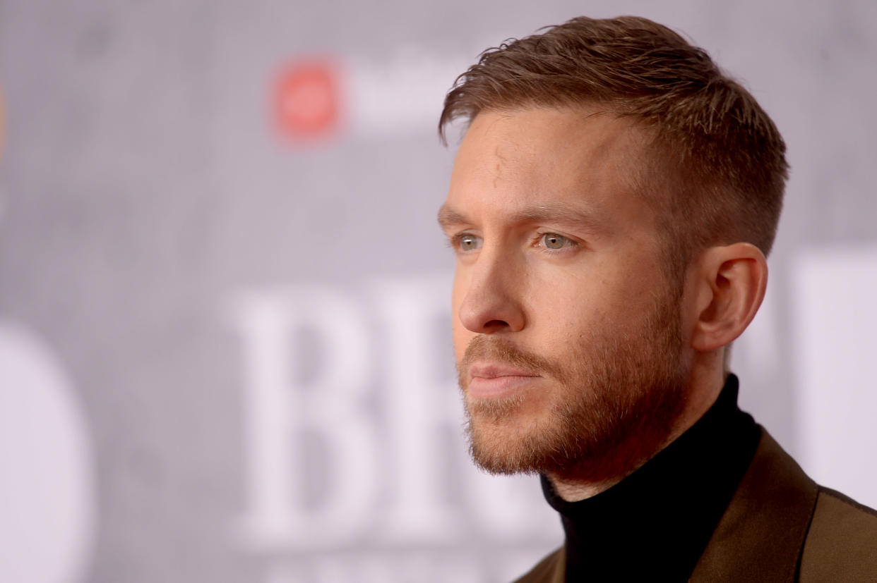 LONDON, ENGLAND - FEBRUARY 20: (EDITORIAL USE ONLY) Calvin Harris attends The BRIT Awards 2019 held at The O2 Arena on February 20, 2019 in London, England. (Photo by Dave J Hogan/Getty Images)