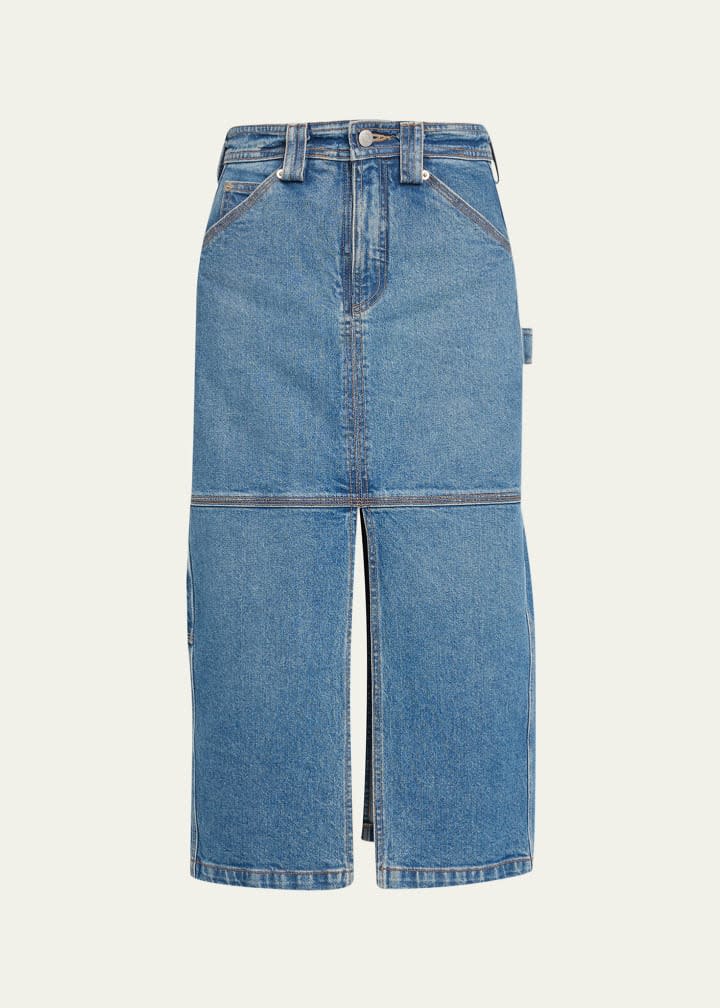 Alden Split Denim Midi Skirt